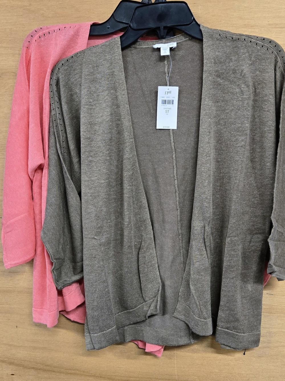 (2) J. Jill Taupe Linen Blend Open-Front Lightweight Sweaters Size Small-Tall